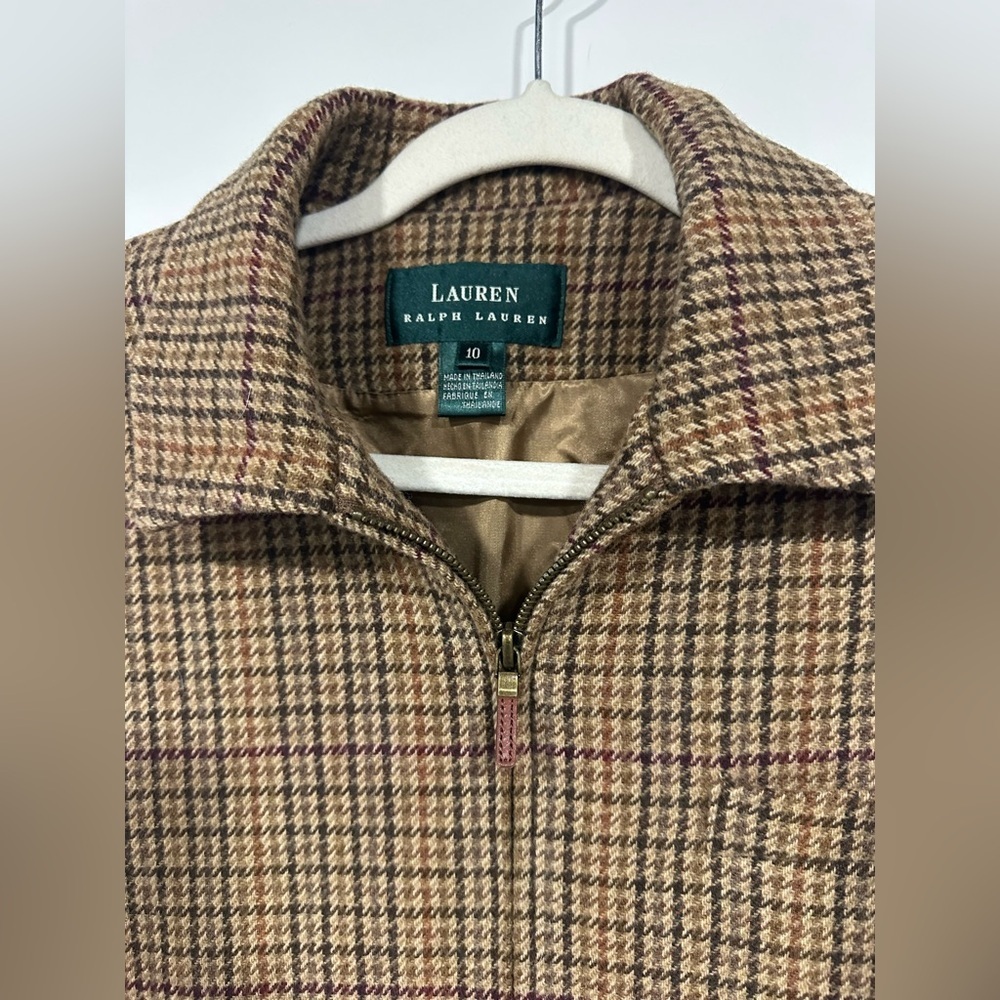 Vintage Lauren Ralph Lauren Wool Houndstooth Blazer Jacket 10 - Picture 3 of 6